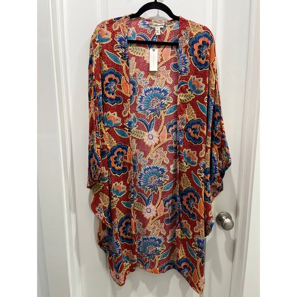 NEW Anthropologie Andersen & Lauth Red Astrid Kimono Bohemian Style Sz O/S - Picture 2 of 11